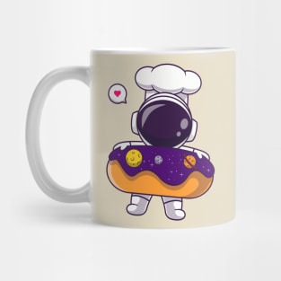 Cute Astronaut Chef With Donut Space Cartoon Mug